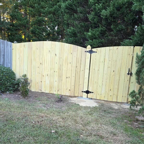 Completed panel gate repair for a homeowner in Raleigh NC by Innovation’s Fence & Deck